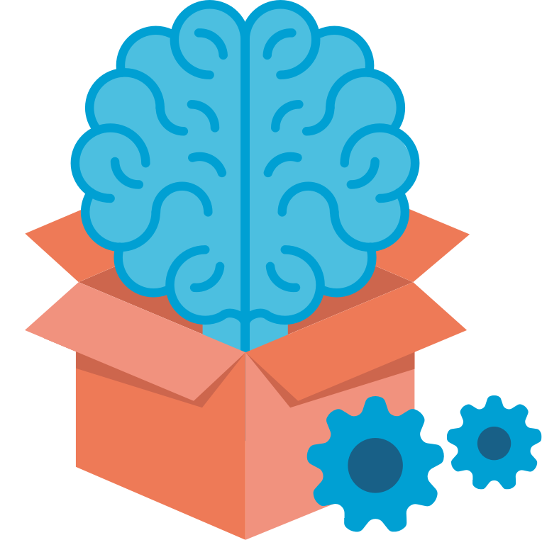 illustration of a brain outside of a box 